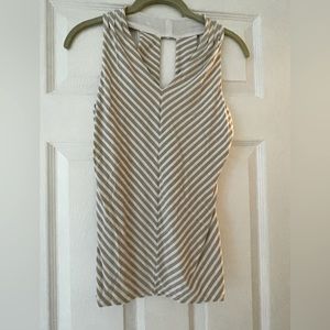 White House Black Market Tan and White Tank Top